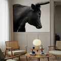 Longhorn Sunset Graze BW Mural Wallpaper - room preview 06