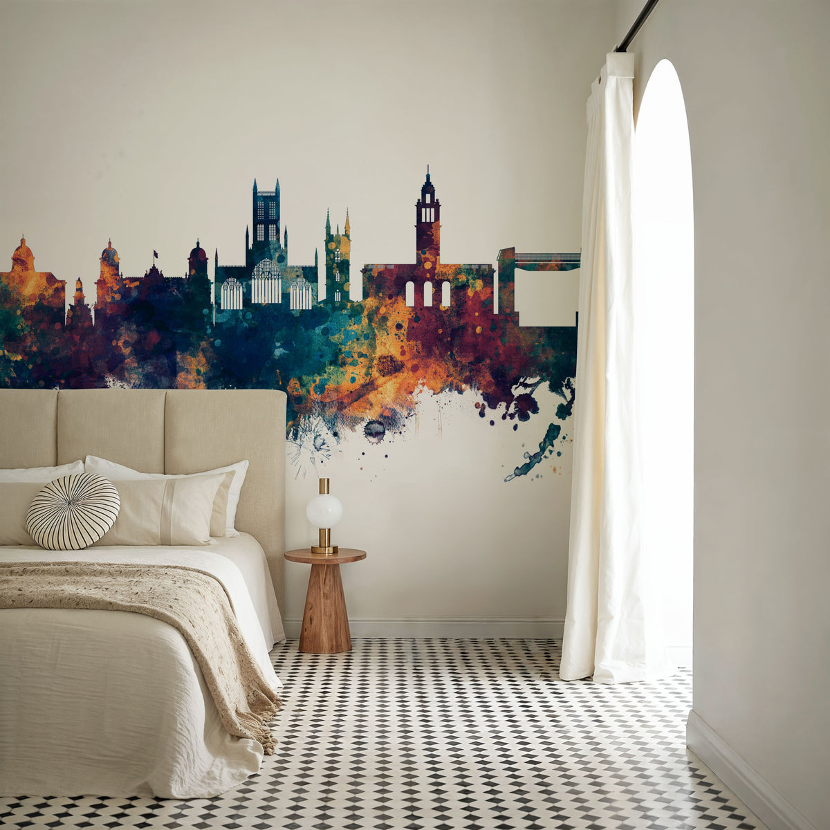 Kingston Upon Hull England Skyline Blue & Bronze Mural Wallpaper - room preview 06