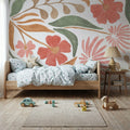 Floral Abstract II on White Mural Wallpaper - room preview 06