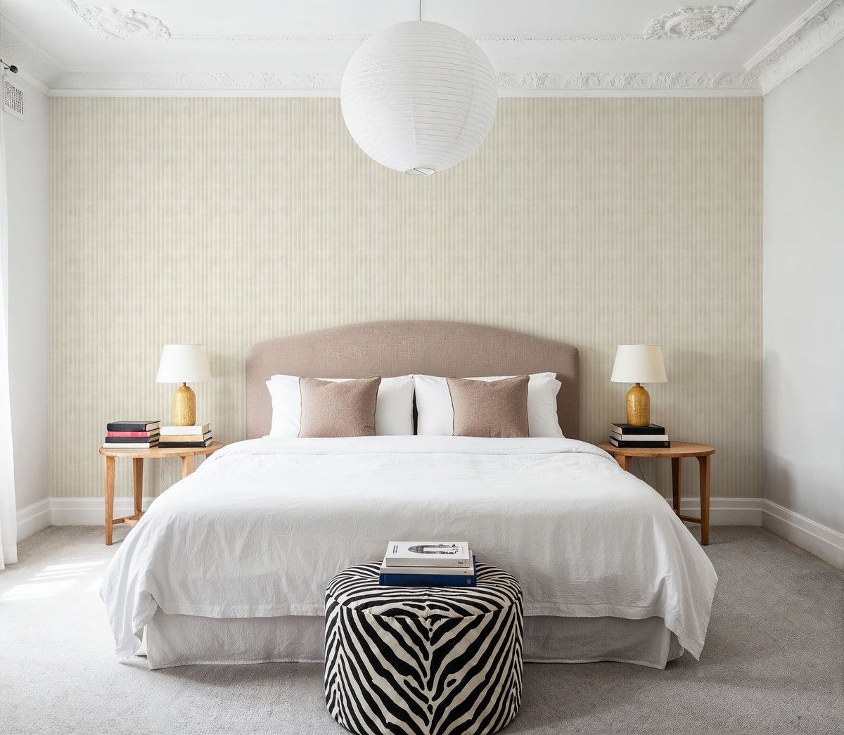 Seeing Stripes Beige Beige Mural Wallpaper - room preview 06