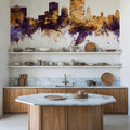 El Paso Texas Skyline Purple & Gold Mural Wallpaper - room preview 06