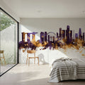 Singapore Skyline Purple & Gold Mural Wallpaper - room preview 06