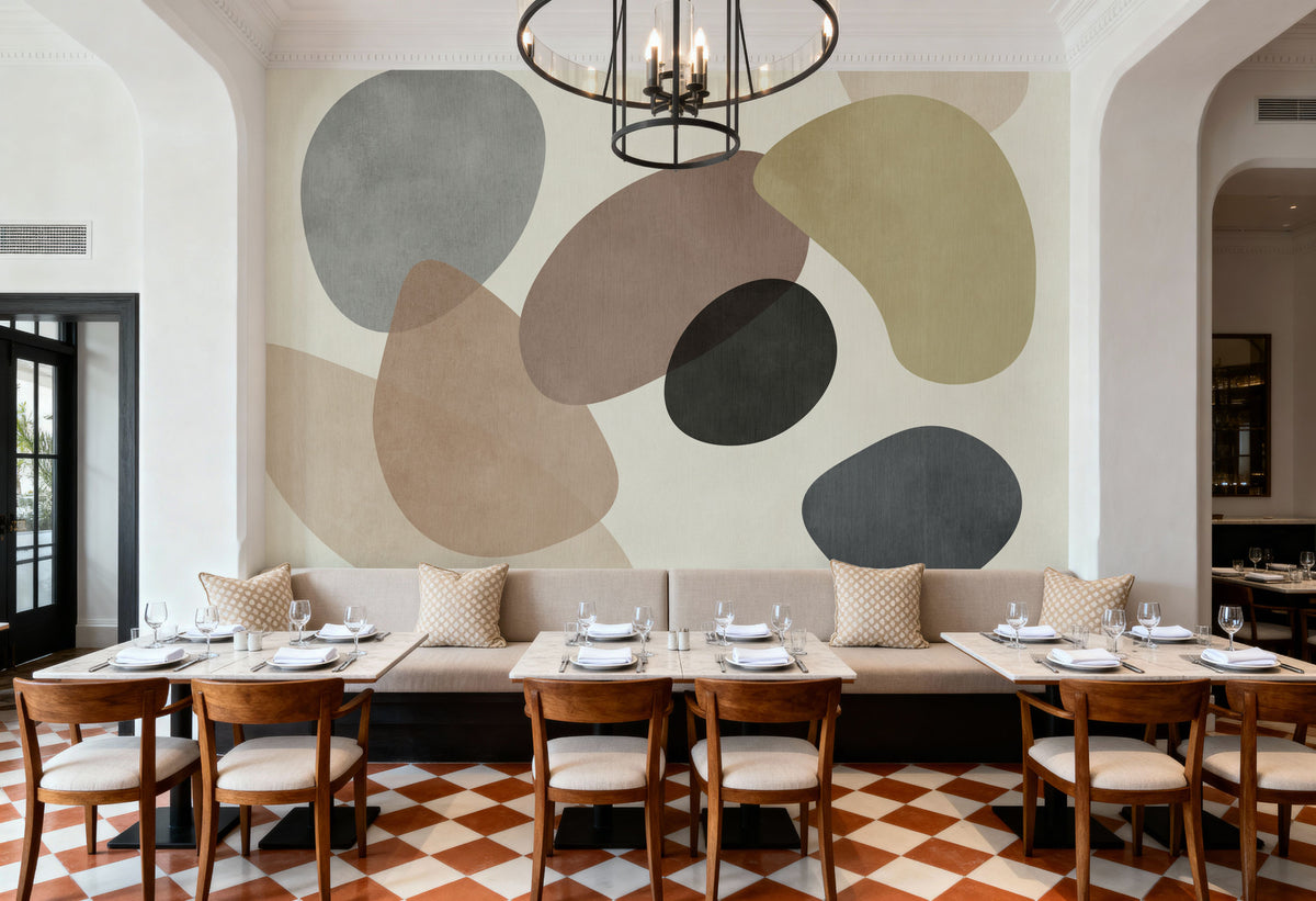 Lava Shapes, Beige Mural Wallpaper - room preview 06