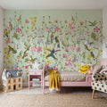 Bird Garden Spring Green Mural Wallpaper - room preview 06