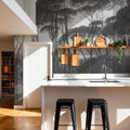 Mediterranean Pine Landscape, Gray Mural Wallpaper - room preview 06