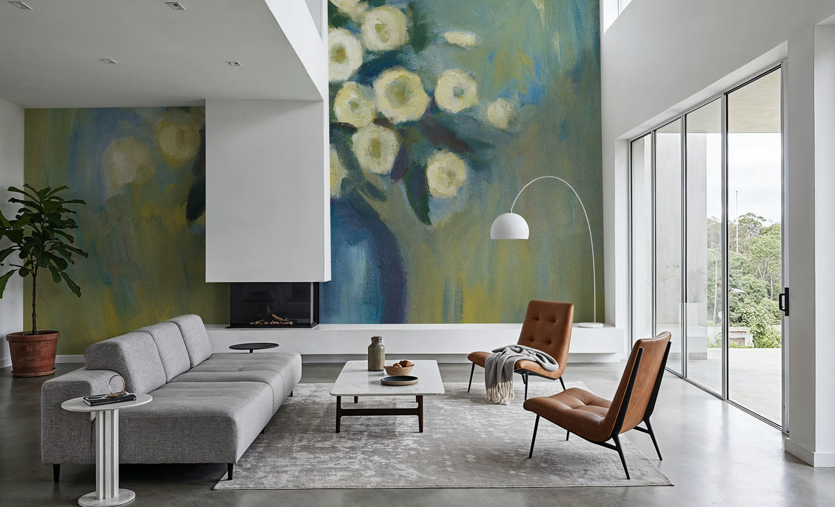 Spring Flowers Mural Wallpaper - Green Tone - room preview 06