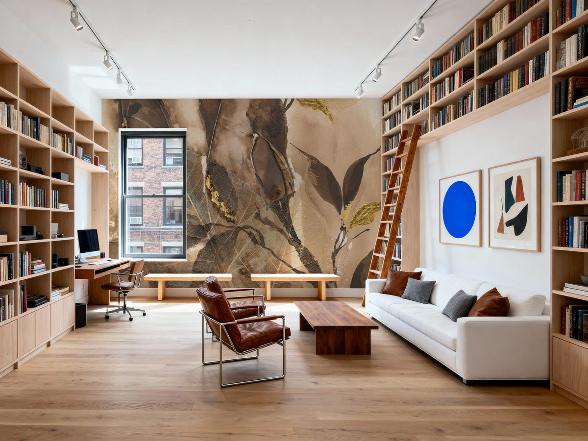 Gilded Leaf Collage II Mural Wallpaper - room preview 06