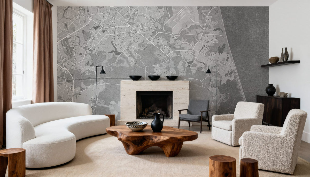 Virginia Beach Grey Mural Wallpaper - room preview 06