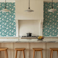 Country Flowery Turqouise Mural Wallpaper - room preview 06