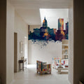 Topeka Wyoming Skyline Blue & Bronze Mural Wallpaper - room preview 06