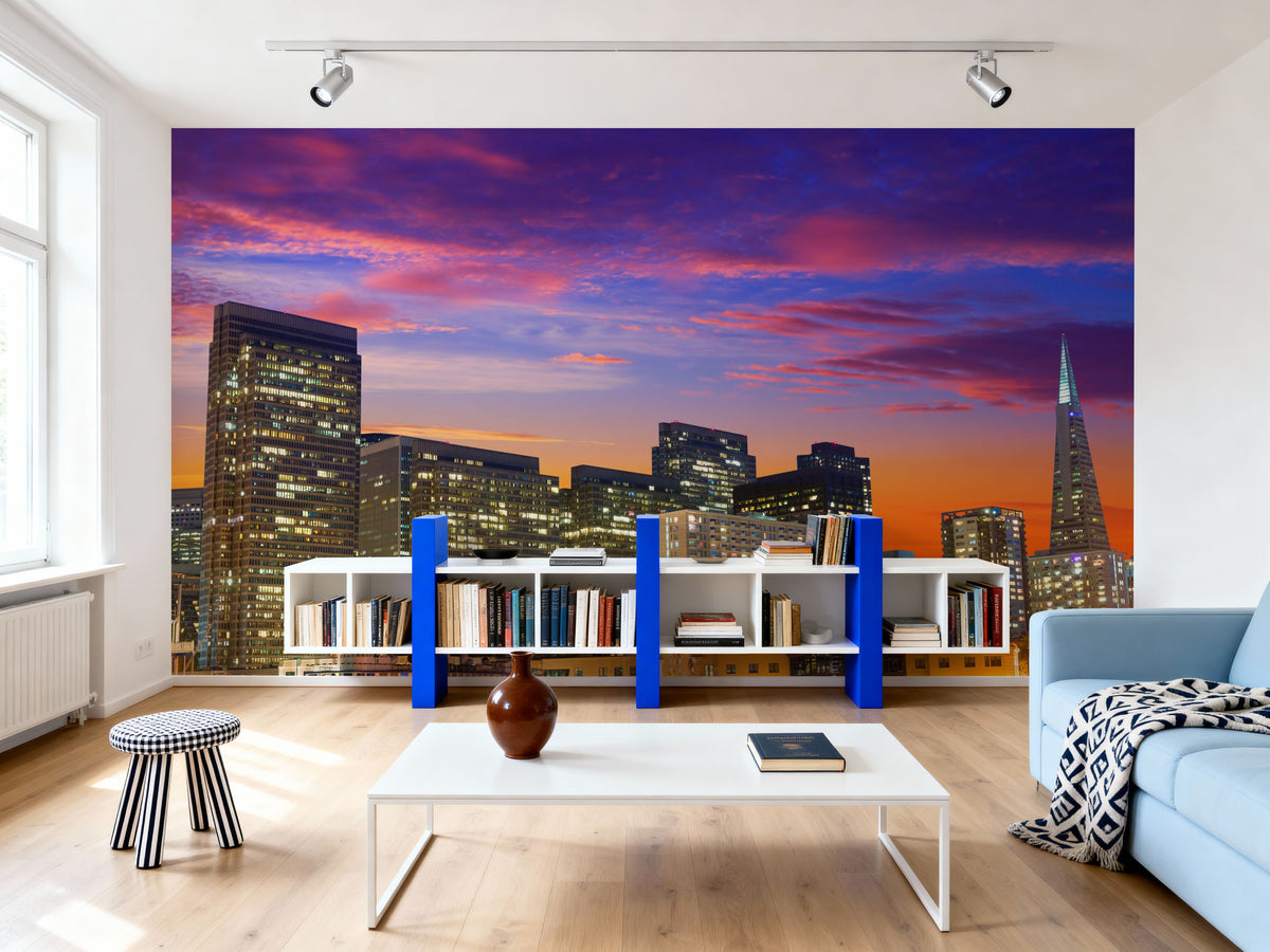 SF Skyline Mural Wallpaper - room preview 06