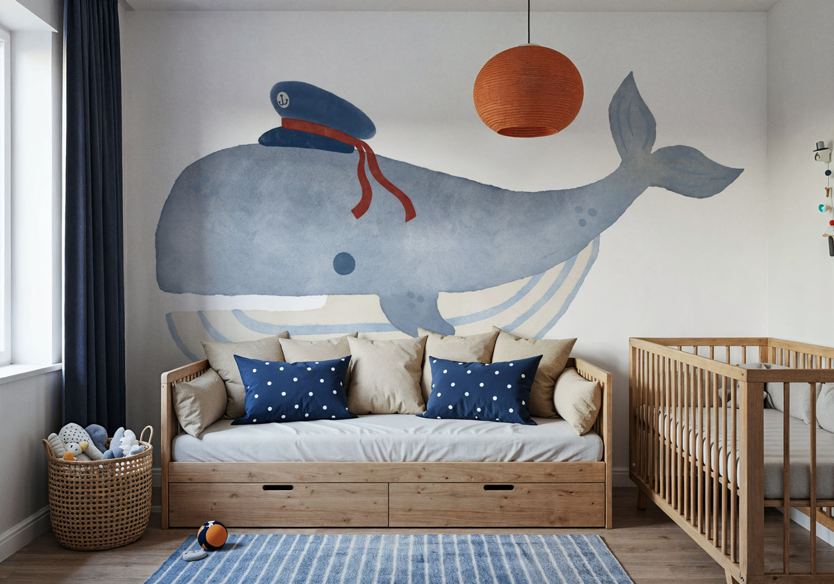 Skipper Whale Mural Wallpaper - room preview 06