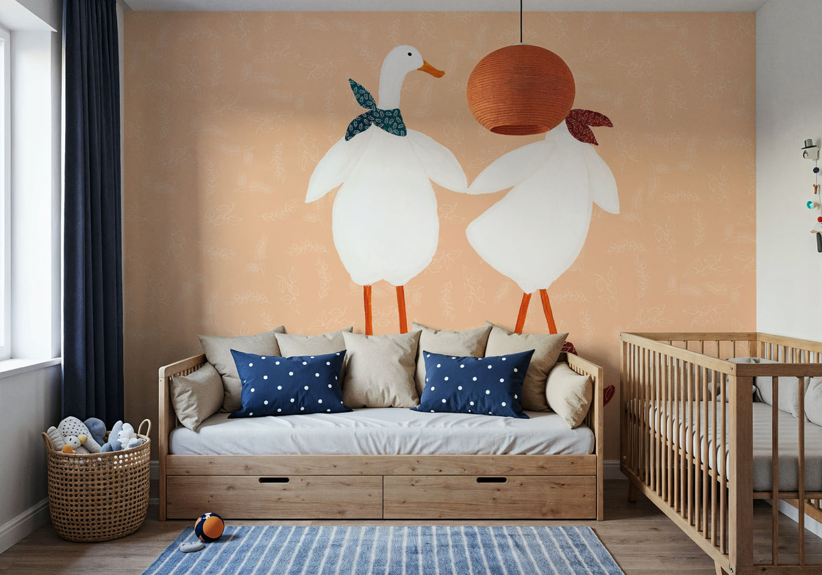 Ducks in the Pumpkin Patch II Mural Wallpaper - room preview 06