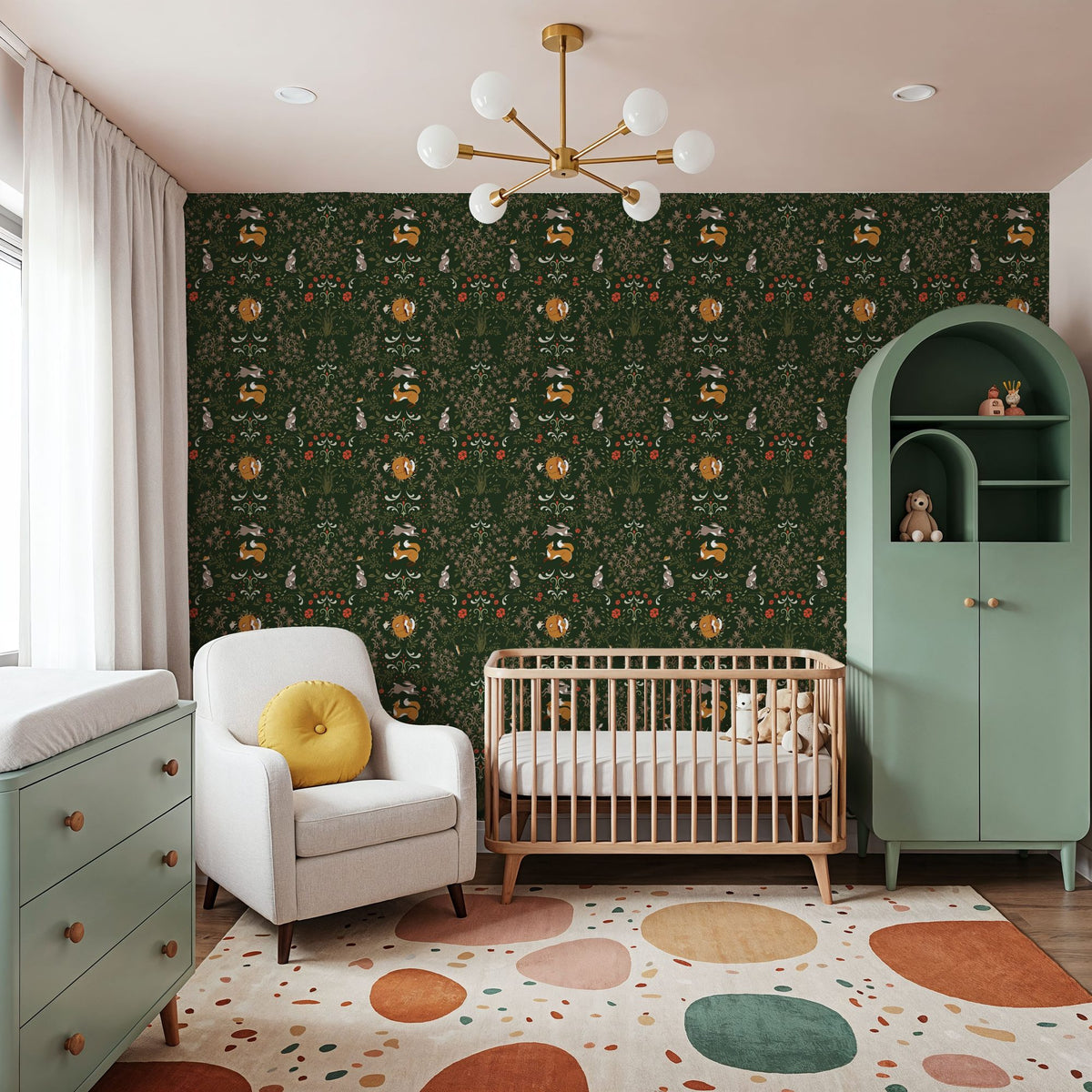 Friends Forever, Forest Green Mural Wallpaper - room preview 06