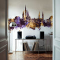 Weisbaden Germany Skyline Purple & Gold Mural Wallpaper - room preview 06