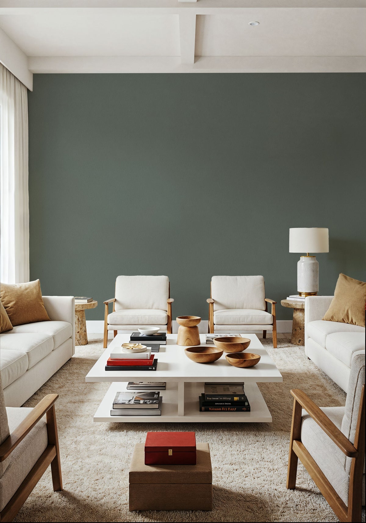 Faux Sand Stucco Finish, French Green Mural Wallpaper - room preview 06
