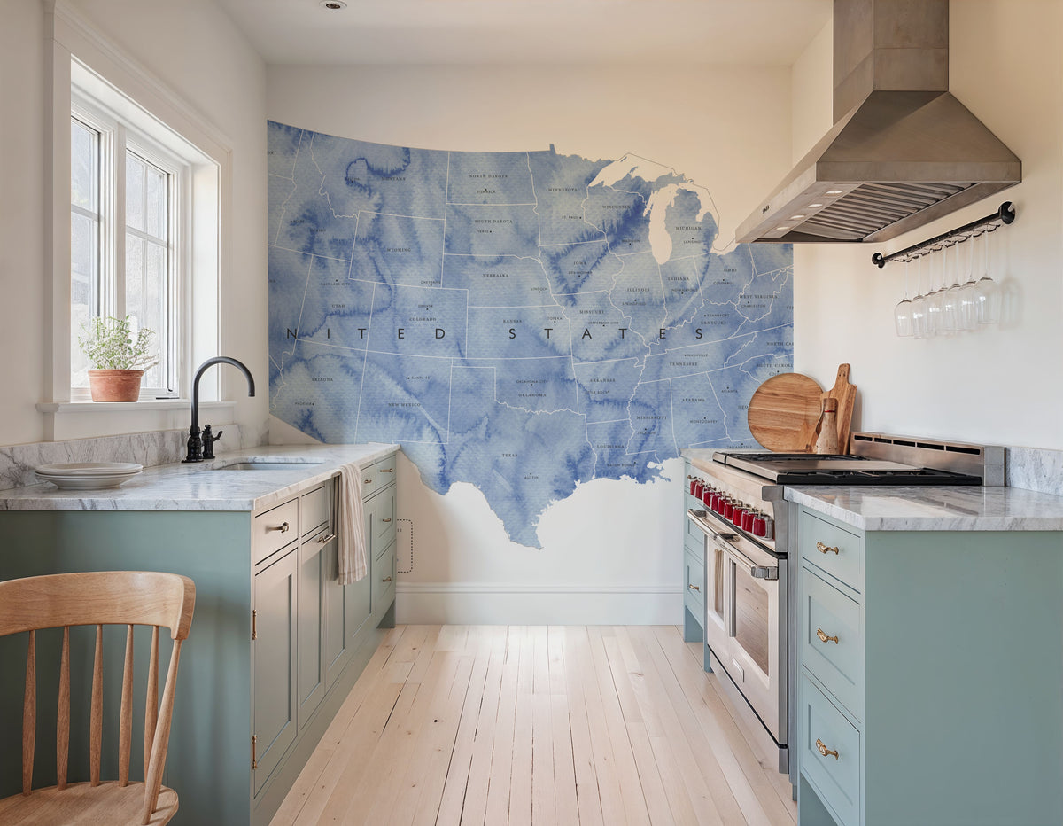 US State Map - Iria Mural Wallpaper - room preview 06