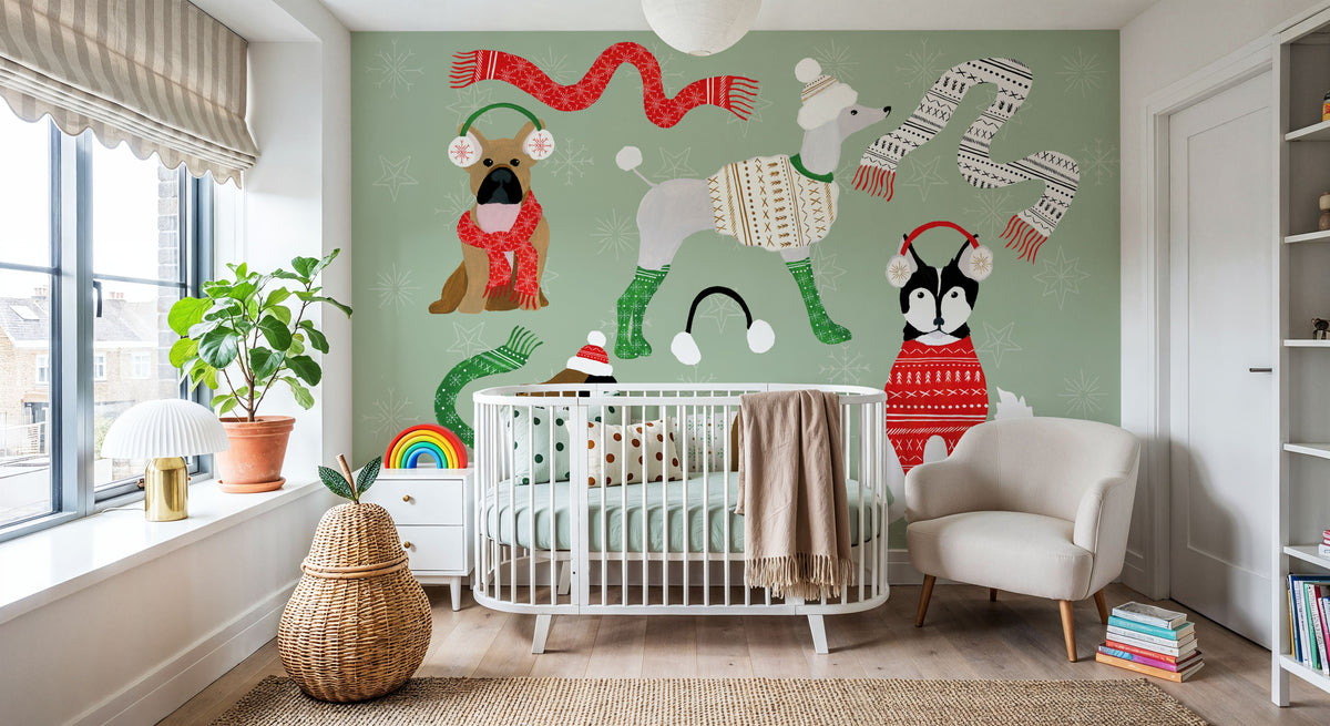 Puppy It's Cold Outside I Mural Wallpaper - room preview 06