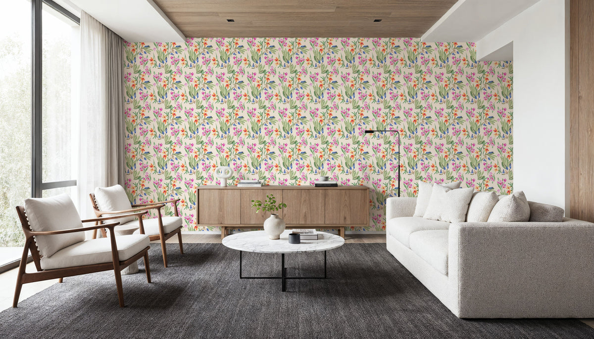 Flower Blush Ivory Mural Wallpaper - room preview 06