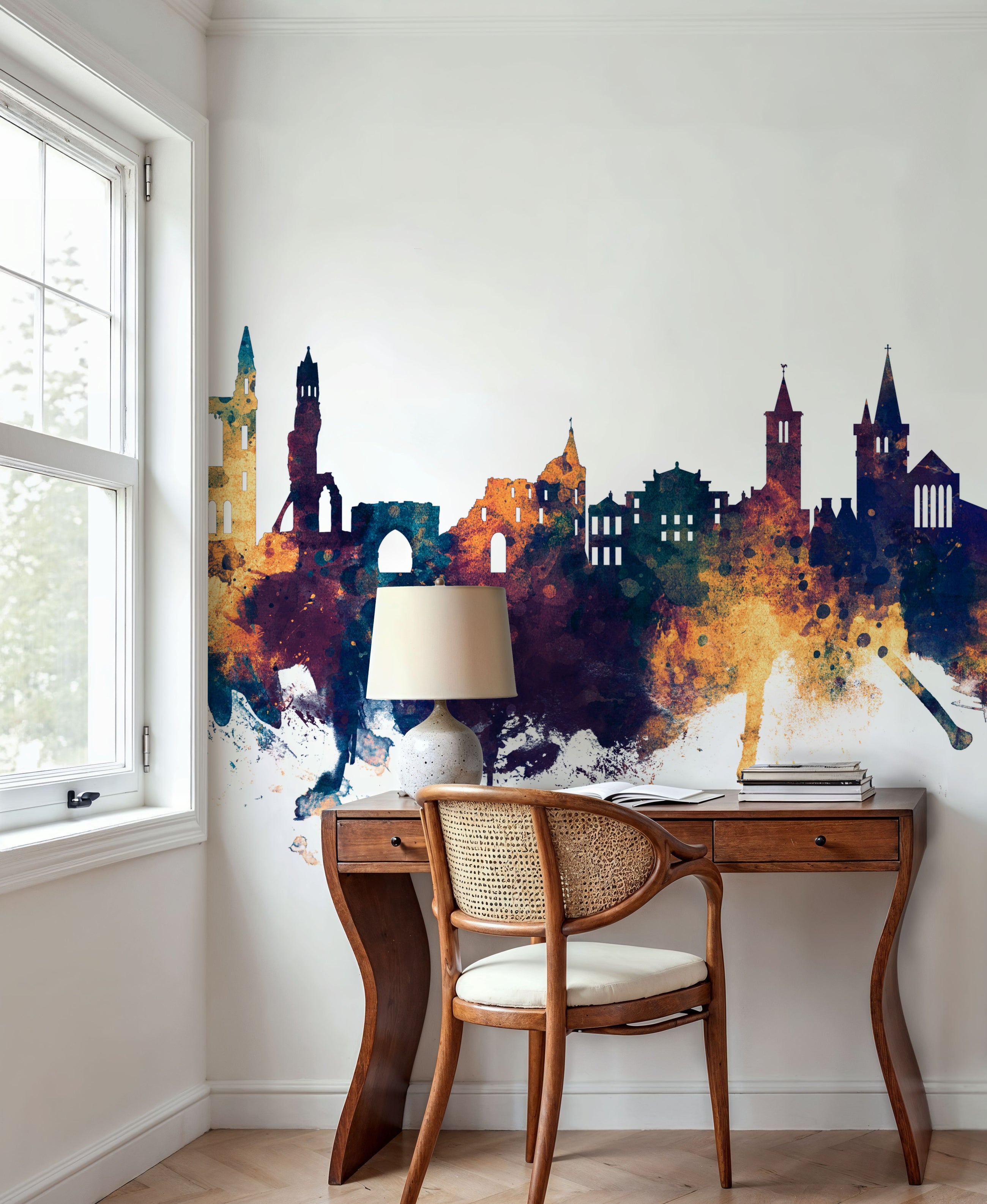 At Andrews Scotland Skyline Blue & Bronze Mural Wallpaper