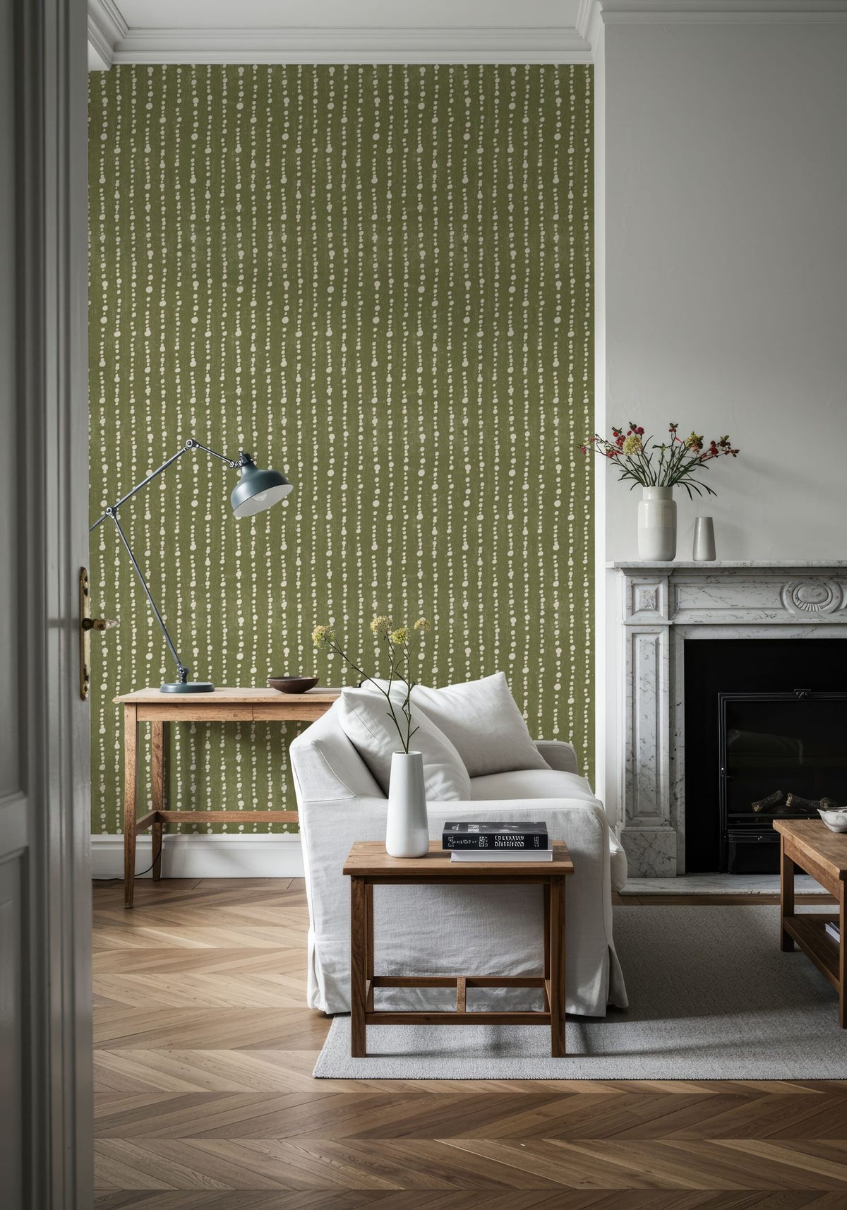 Woodland Drops Green Mural Wallpaper - room preview 06