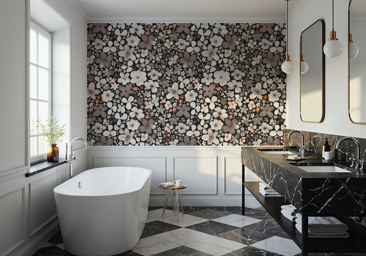 Wildflower Meadow, Dark Mural Wallpaper - room preview 06