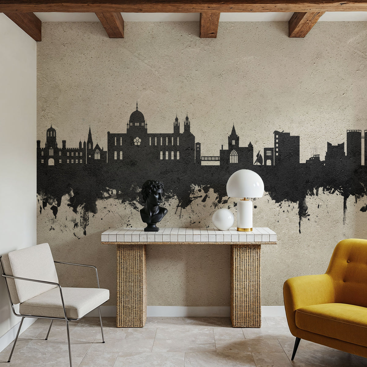 Galway Ireland Skyline Concrete Mural Wallpaper - room preview 06