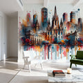 Watercolor Skyline Barcelona II Mural Wallpaper - room preview 06