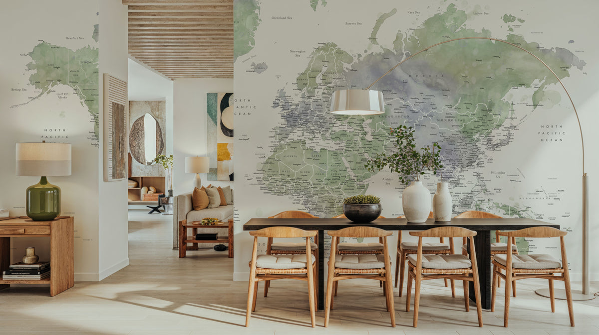 World Map Cities - Fofo Mural Wallpaper - room preview 06