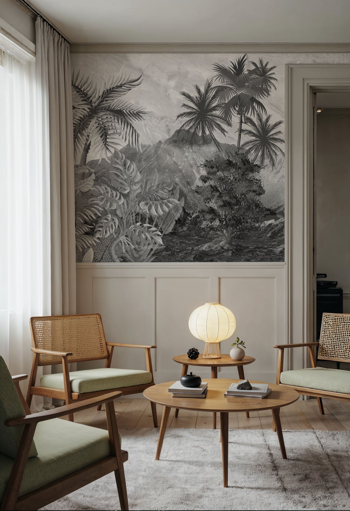 Banana Trees Sketching Mural Wallpaper - room preview 06