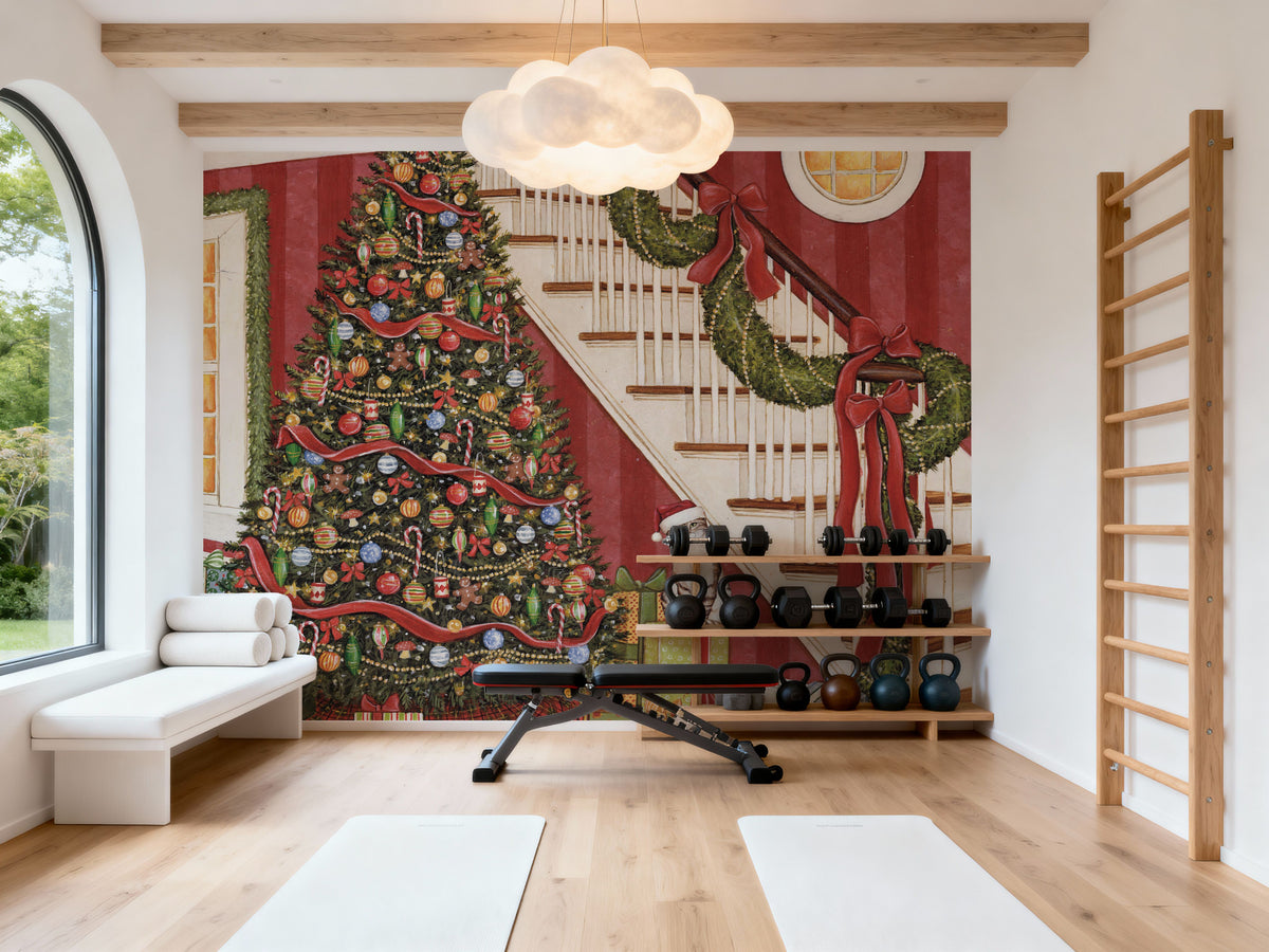 Home For the Holidays IV Mural Wallpaper - Red Tone - room preview 06
