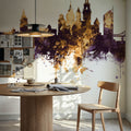 Krakow Skyline Purple & Gold Mural Wallpaper - room preview 06