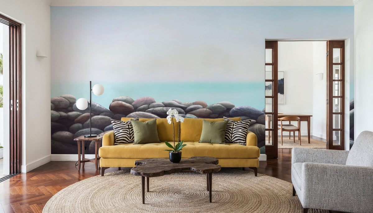 Pebble Beach Painting Mural Wallpaper - room preview 06