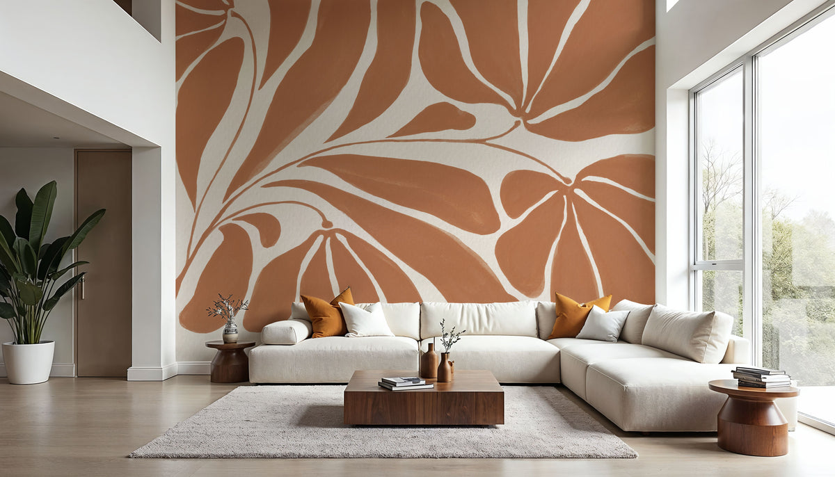 Blooming Joy II Terracotta Mural Wallpaper - room preview 06