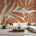 Blooming Joy II Terracotta Mural Wallpaper - room preview 06