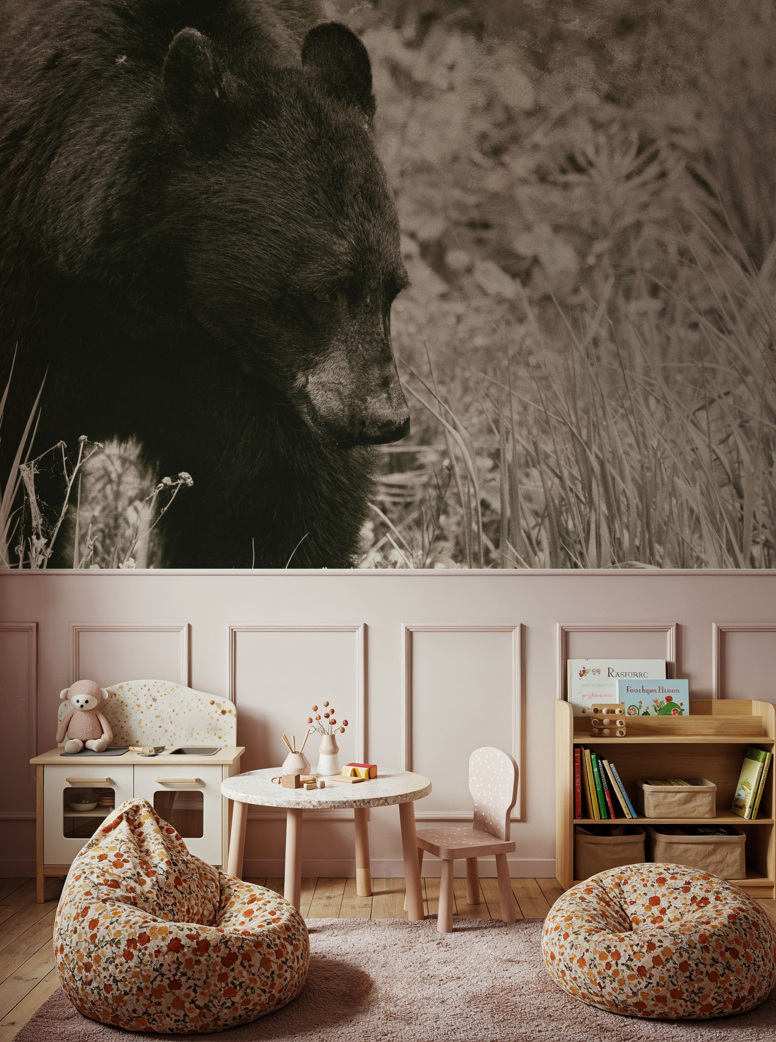 Black Bear Wander Mural Wallpaper