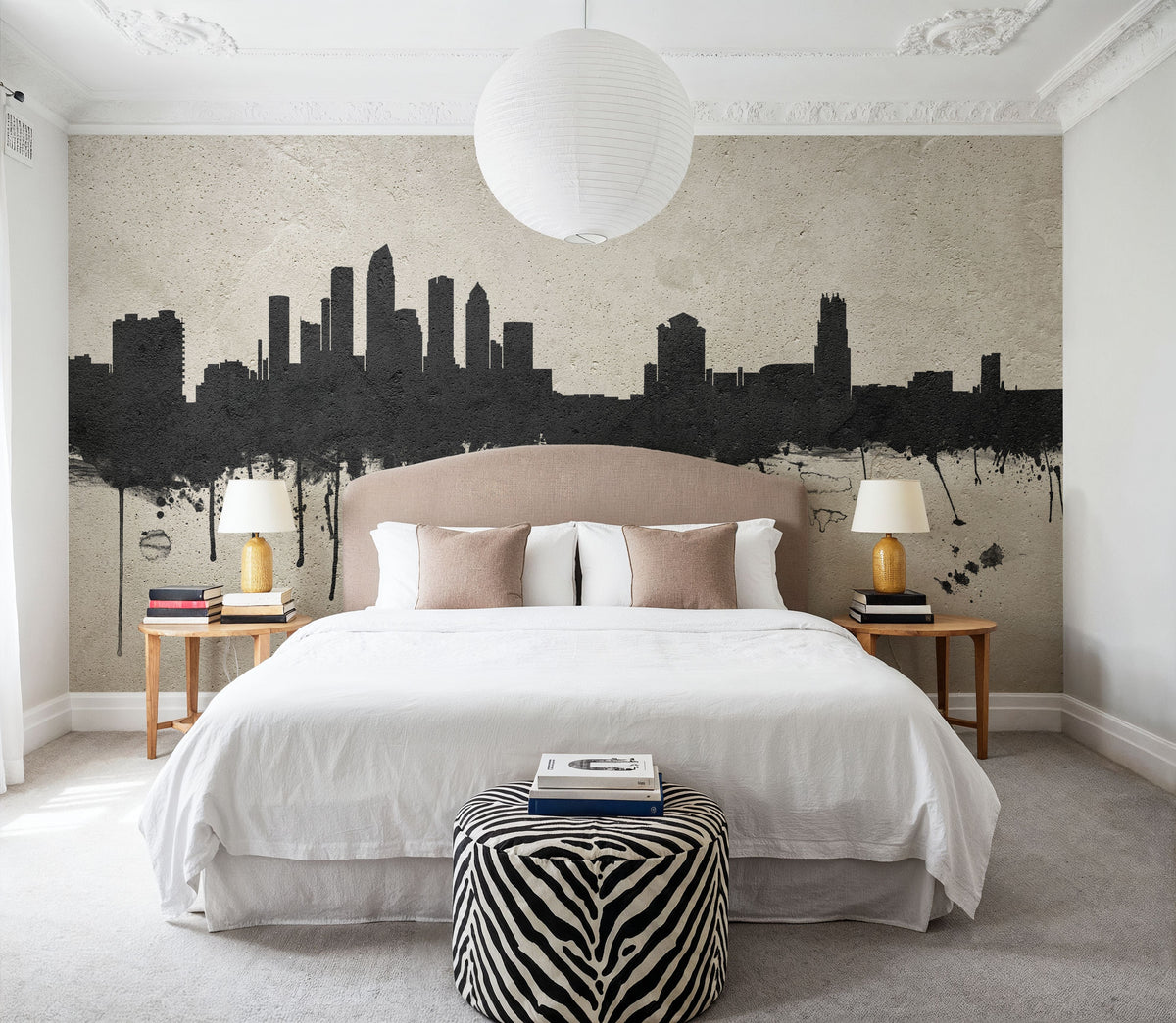 Tampa Florida Skyline Concrete Mural Wallpaper - room preview 06