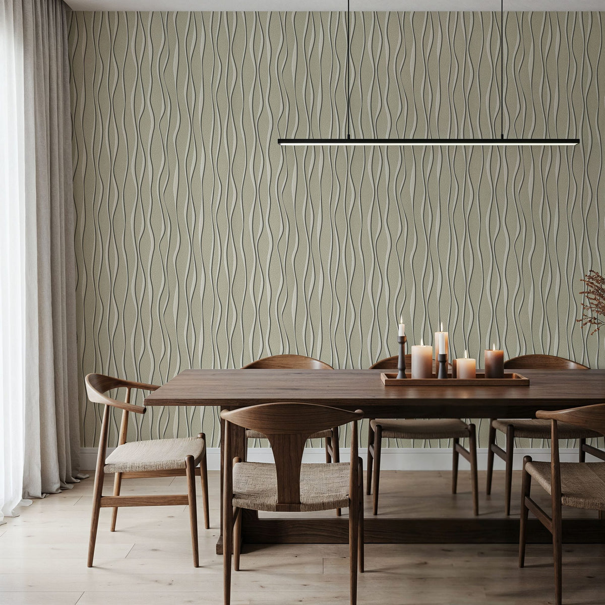 Swaying Lines, Pine Whisper Mural Wallpaper - room preview 06