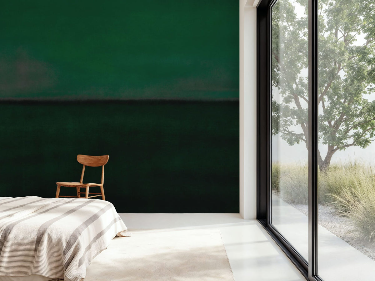 Green Horizon, Watercolor Mural Wallpaper - room preview 06