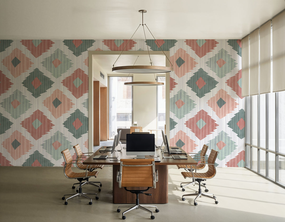 Ikat Pattern V Mural Wallpaper - room preview 06