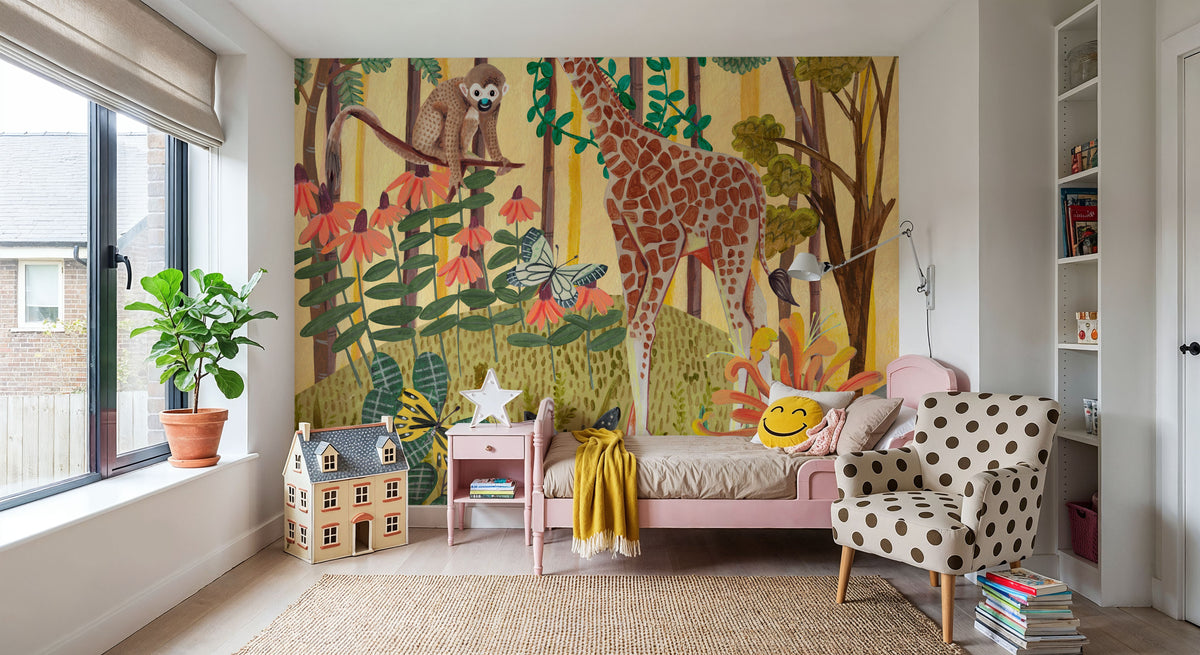 Giraffe in Nature Mural Wallpaper - room preview 06