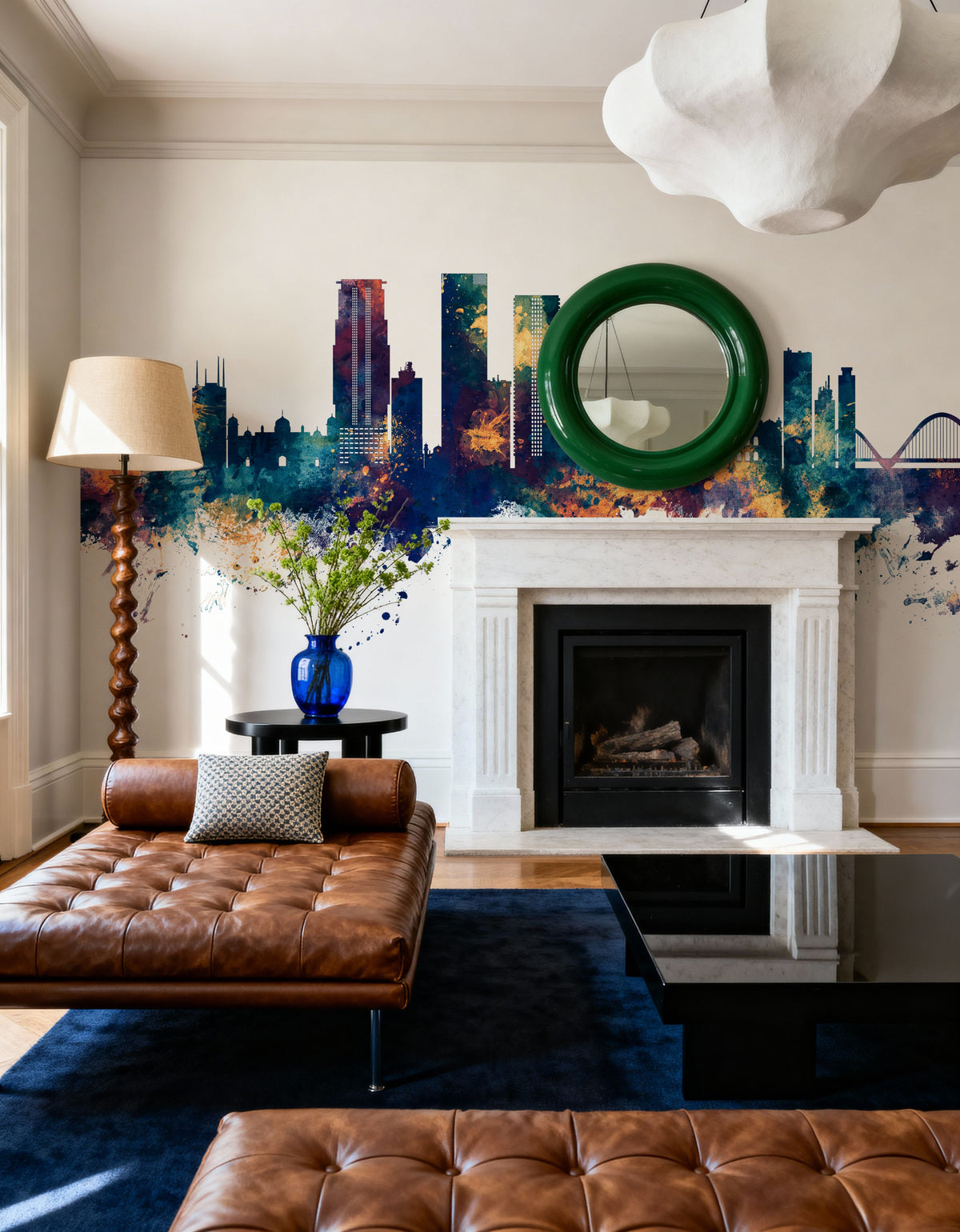 Dhaka Bangladesh Skyline Blue & Bronze Mural Wallpaper - room preview 06