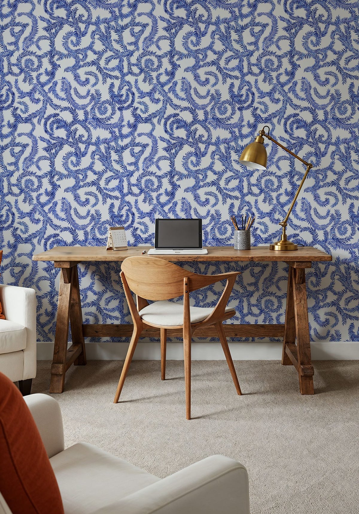Olive Tree, Indigo Mural Wallpaper - room preview 06