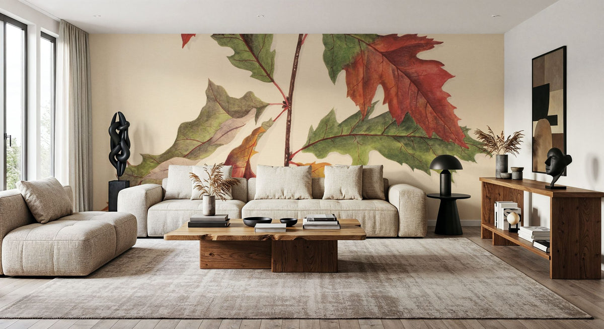 Fall Leaves I Muted Mural Wallpaper - room preview 06
