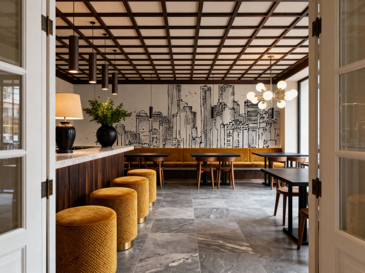 Skyline Sketches New York Mural Wallpaper - room preview 06