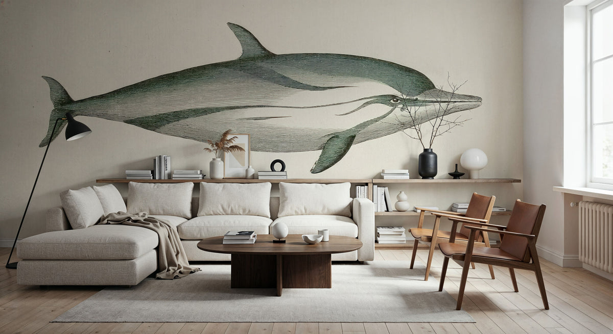 Striped Dolphin Mural Wallpaper - room preview 06
