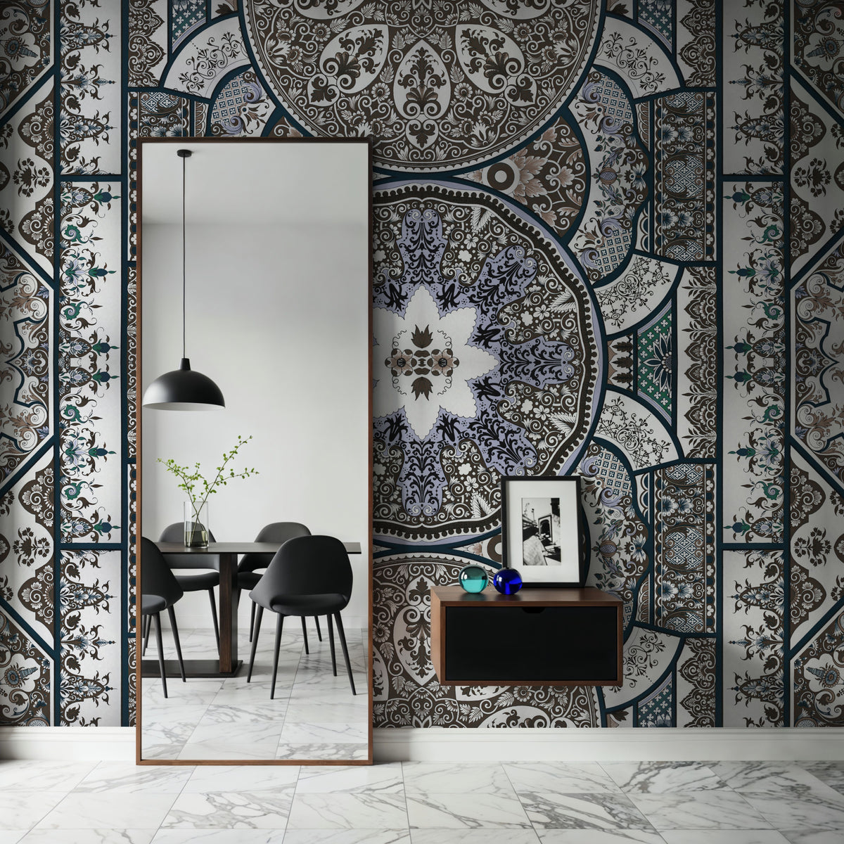 Eastern Tales, Brown & Lavender Mural Wallpaper - room preview 06