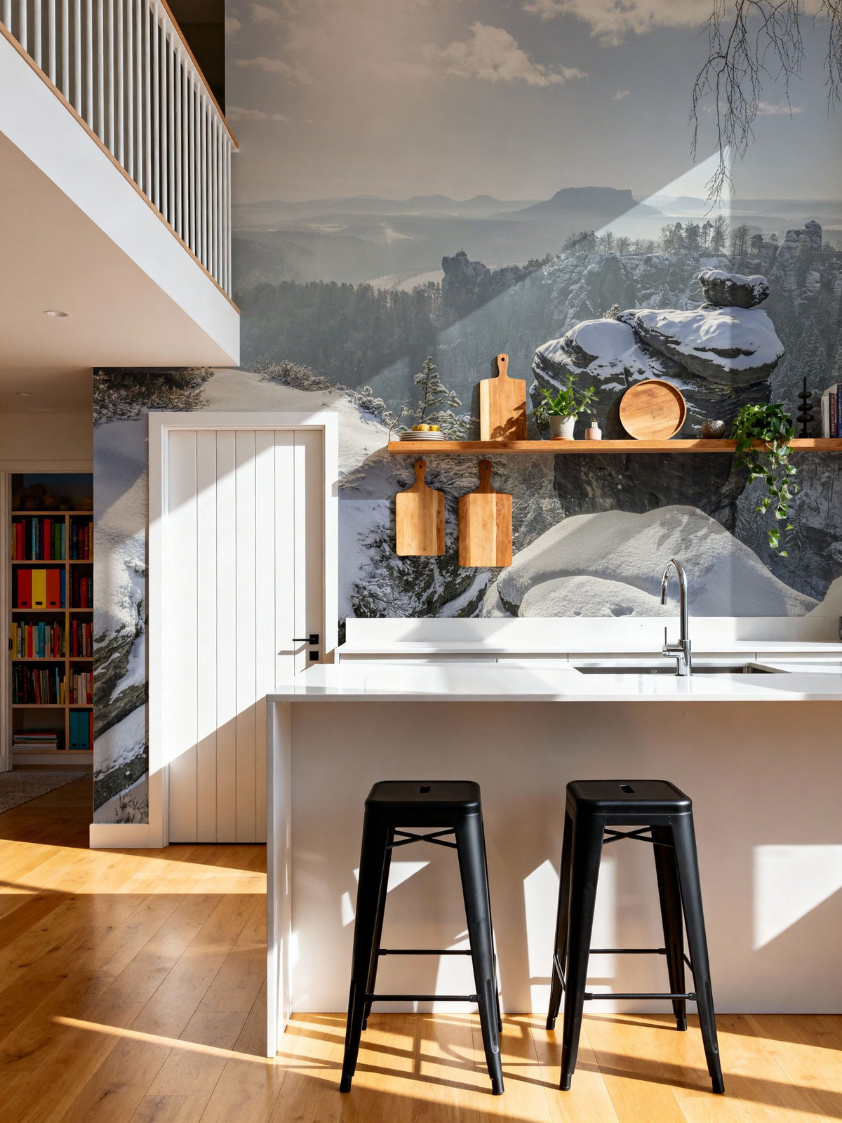Swiss Winter Mural Wallpaper - room preview 06
