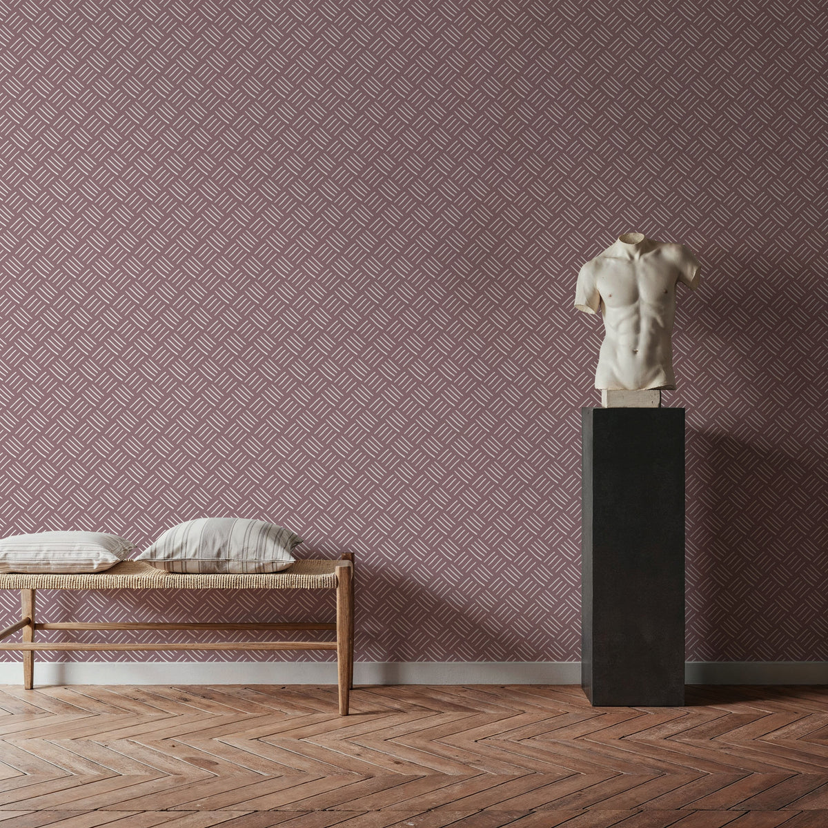 Knitted Brown Mural Wallpaper - room preview 06