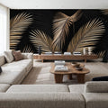 Bright Palms, Black Mural Wallpaper - room preview 06
